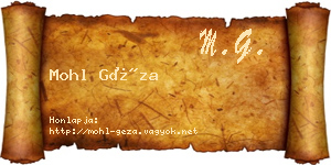 Mohl Géza névjegykártya